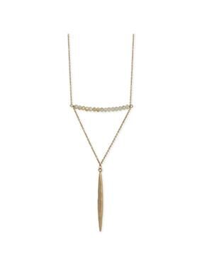 ZAD Long Crystal & Spike Gold Toned Necklace NEW
